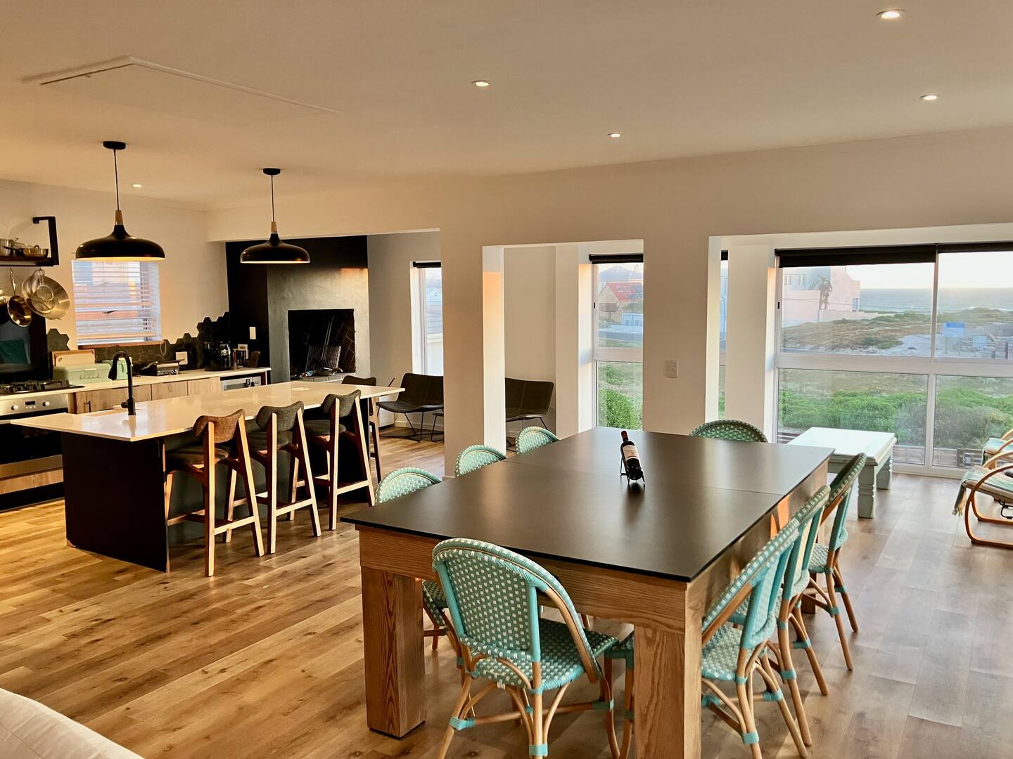 Open-plan dining area with ocean views